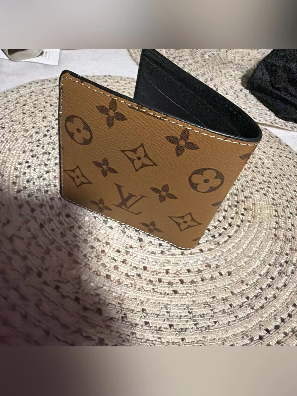 Monogram Canvas Wallet in Tan and Dark Brown